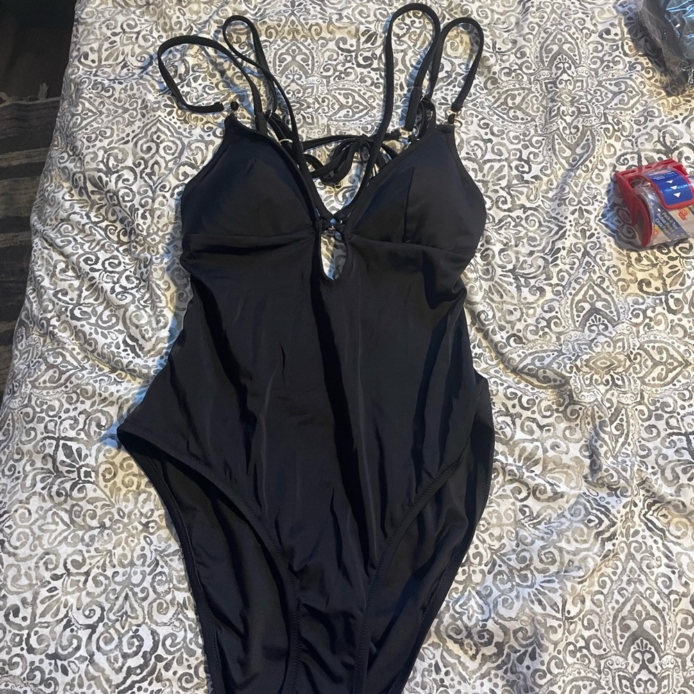 Victoria Secret Black and Gold Sexy One Piece Swim Suit